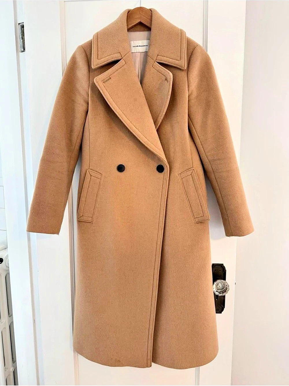 Club Monaco Women's Camel Double-Breasted Coat